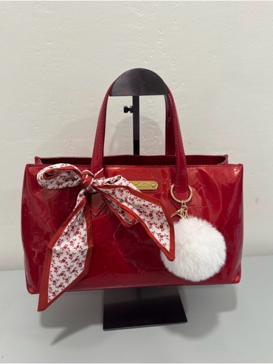 Louis Vuitton Handbags - Louis Vuitton Vernis Wilshire
PM Bag with unbranded Floral Scarf and Pom Charm